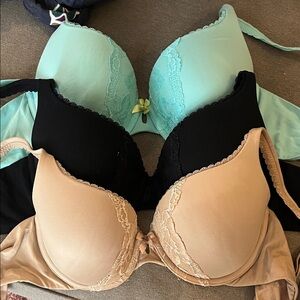 Victoria's Secret body by Victoria padded lace Trim Bras - Black, Tan, Mint 32DD